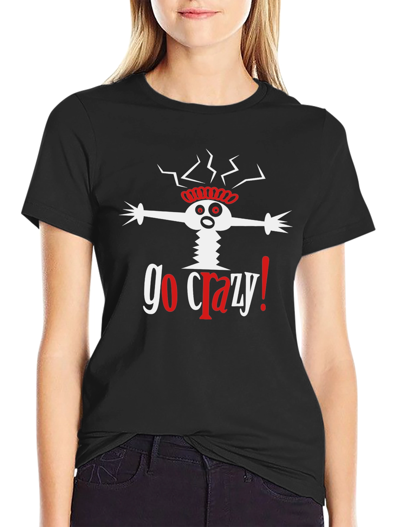 Go Crazy! Graphic Print Black T-Shirt