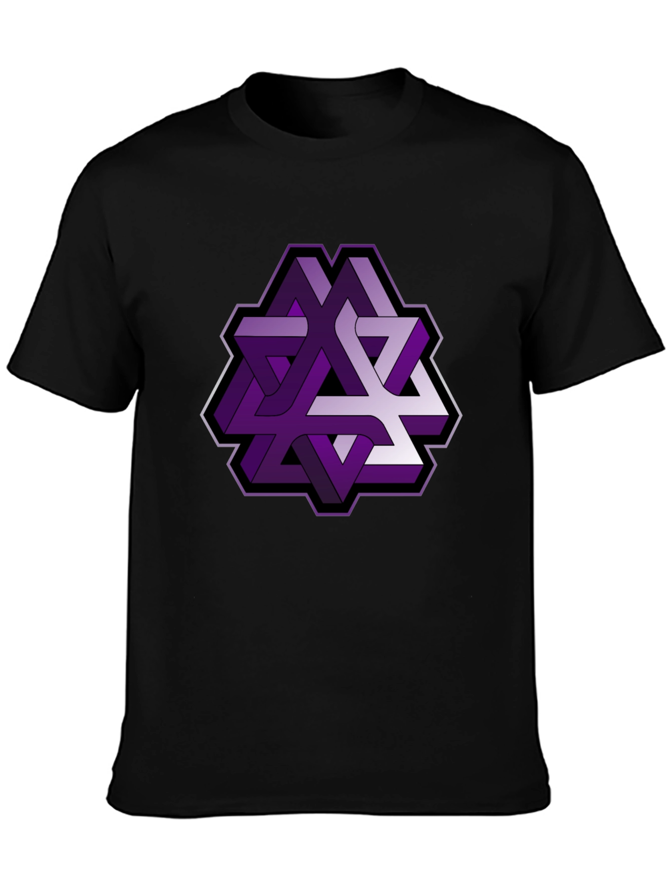 Optical Illusion Graphic Tee - Purple Geometric Design