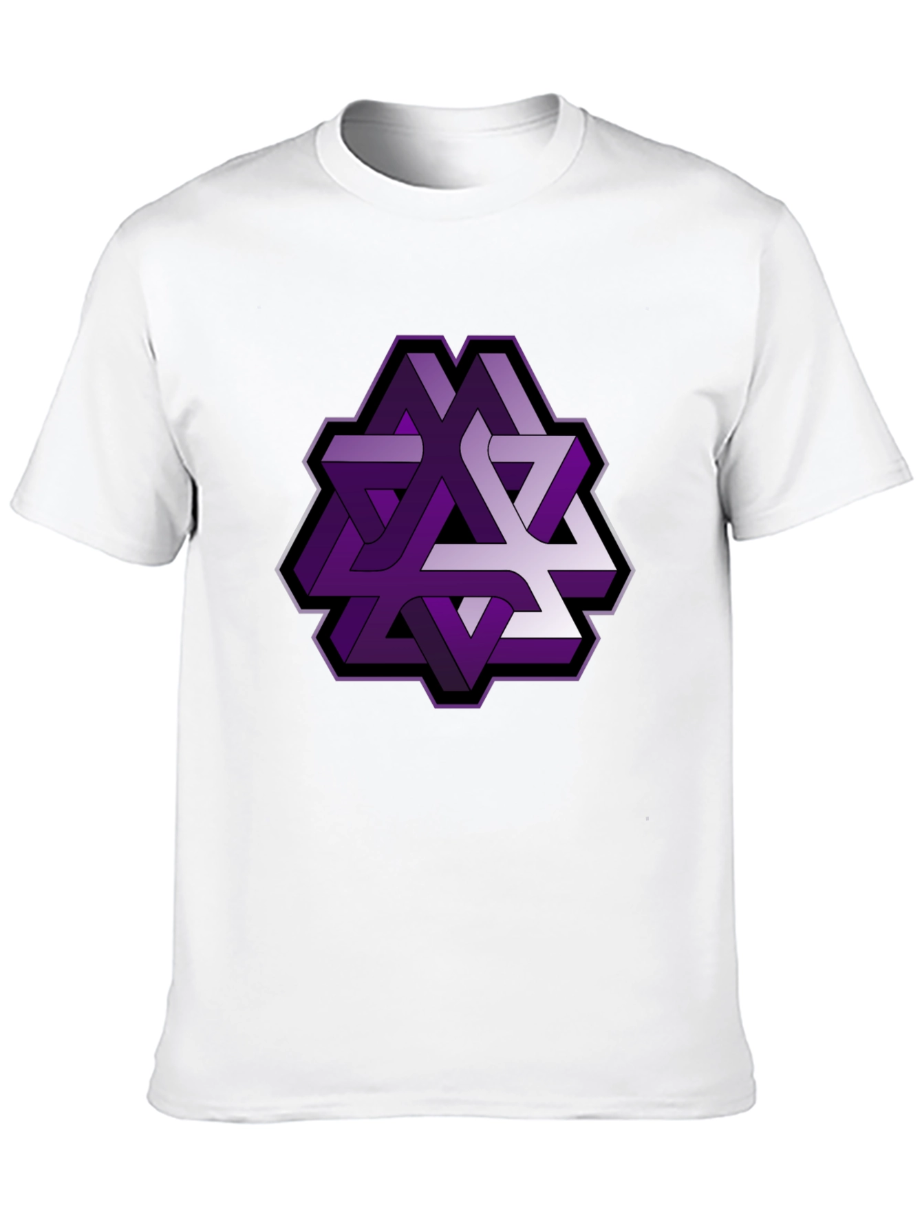 Optical Illusion Graphic Tee - Purple Geometric Design