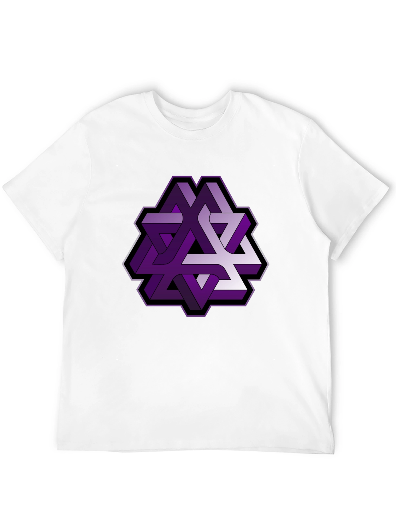 Optical Illusion Graphic Tee - Purple Geometric Design