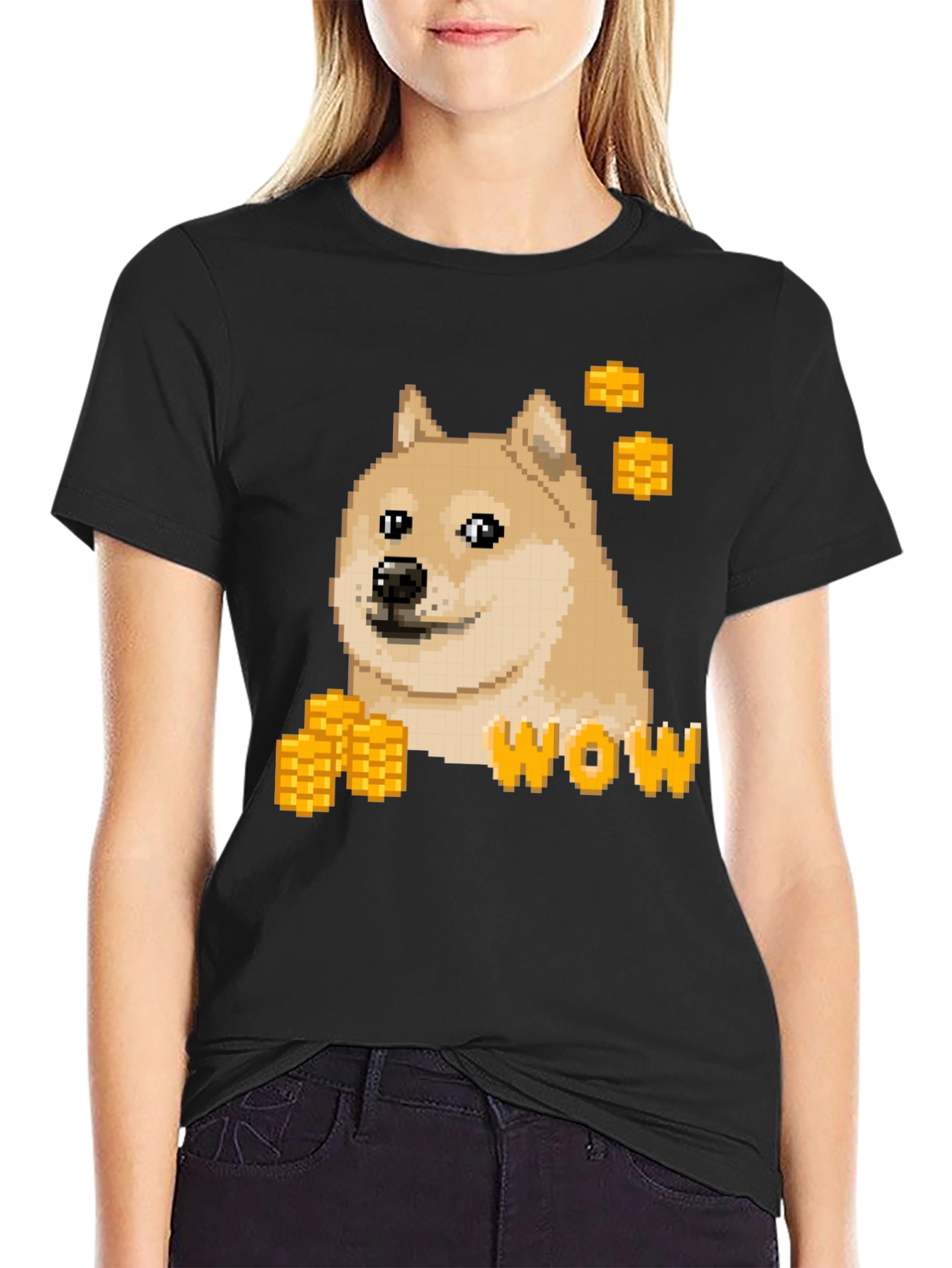 Pixel Doge WOW T-Shirt - Crypto Meme Tee