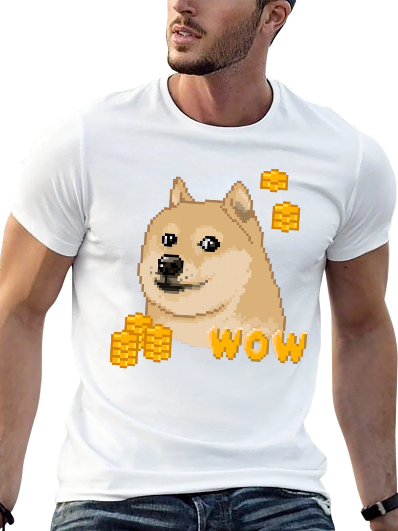 Pixel Doge WOW T-Shirt - Crypto Meme Tee