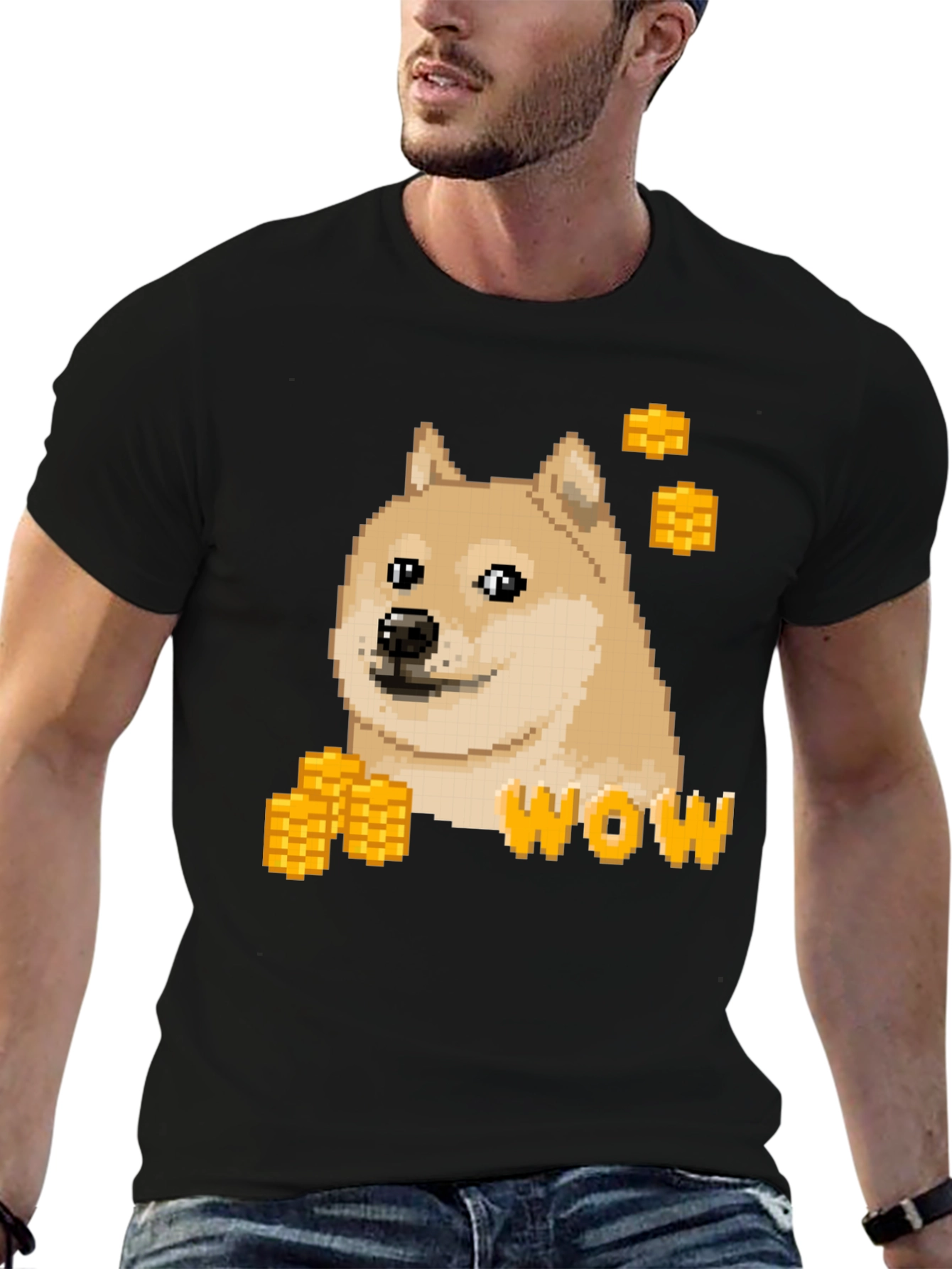 Pixel Doge WOW T-Shirt - Crypto Meme Tee