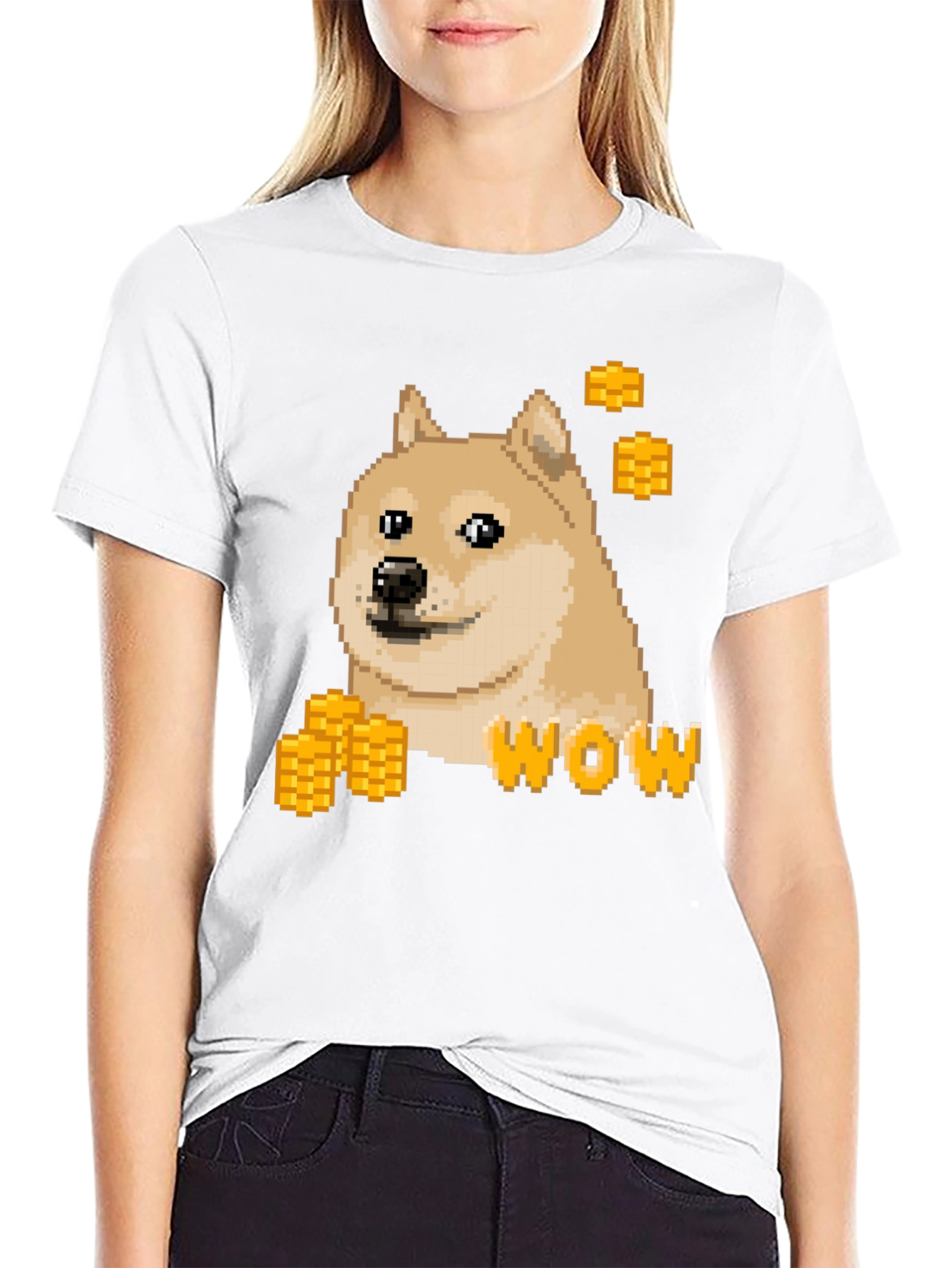 Pixel Doge WOW T-Shirt - Crypto Meme Tee