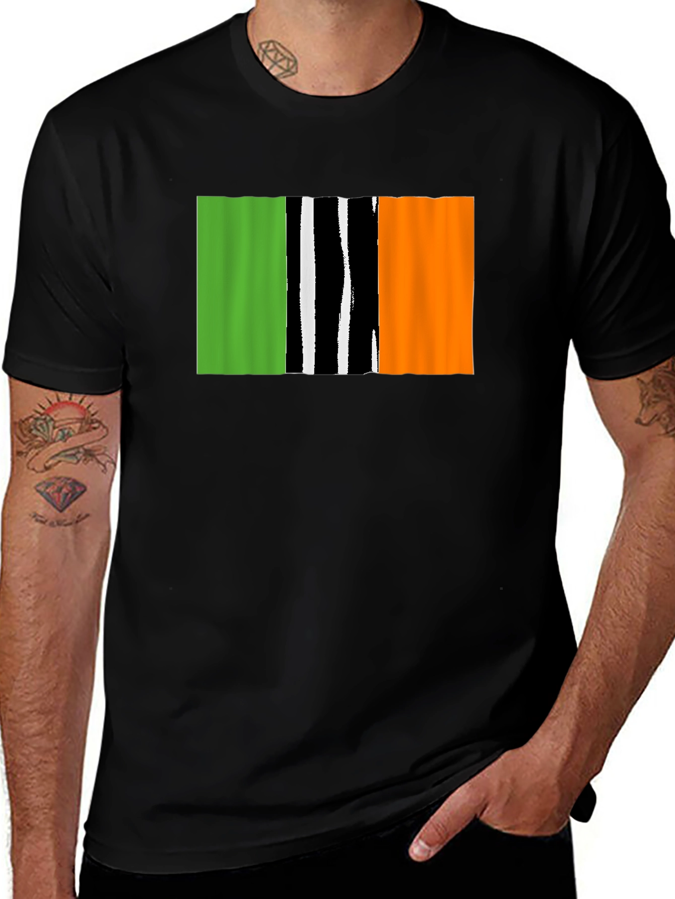 Irish Flag T-Shirt - Black Crew Neck Tee