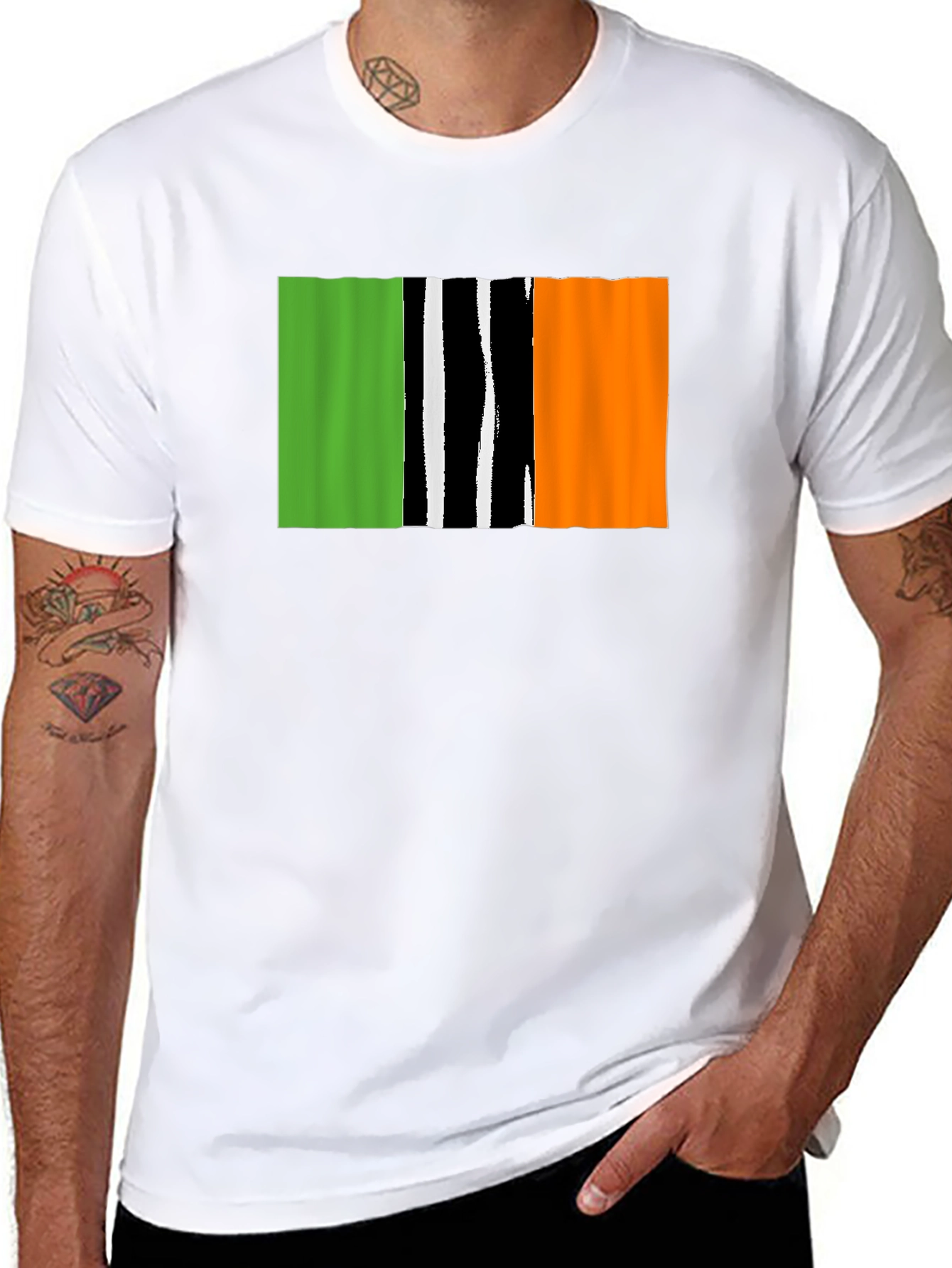 Irish Flag T-Shirt - Black Crew Neck Tee