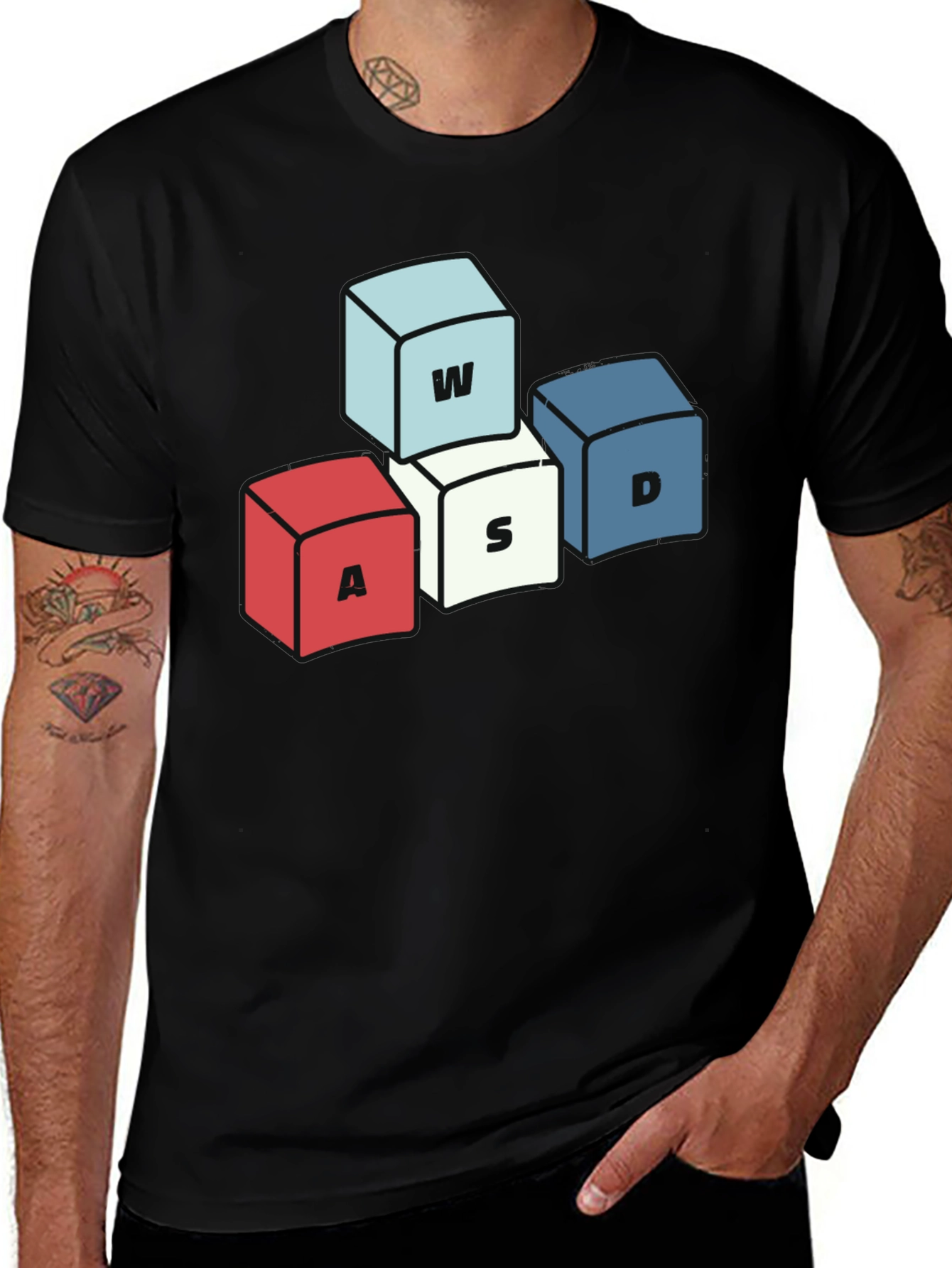 Gamer WASD Keys T-Shirt - Novelty Gaming Tee