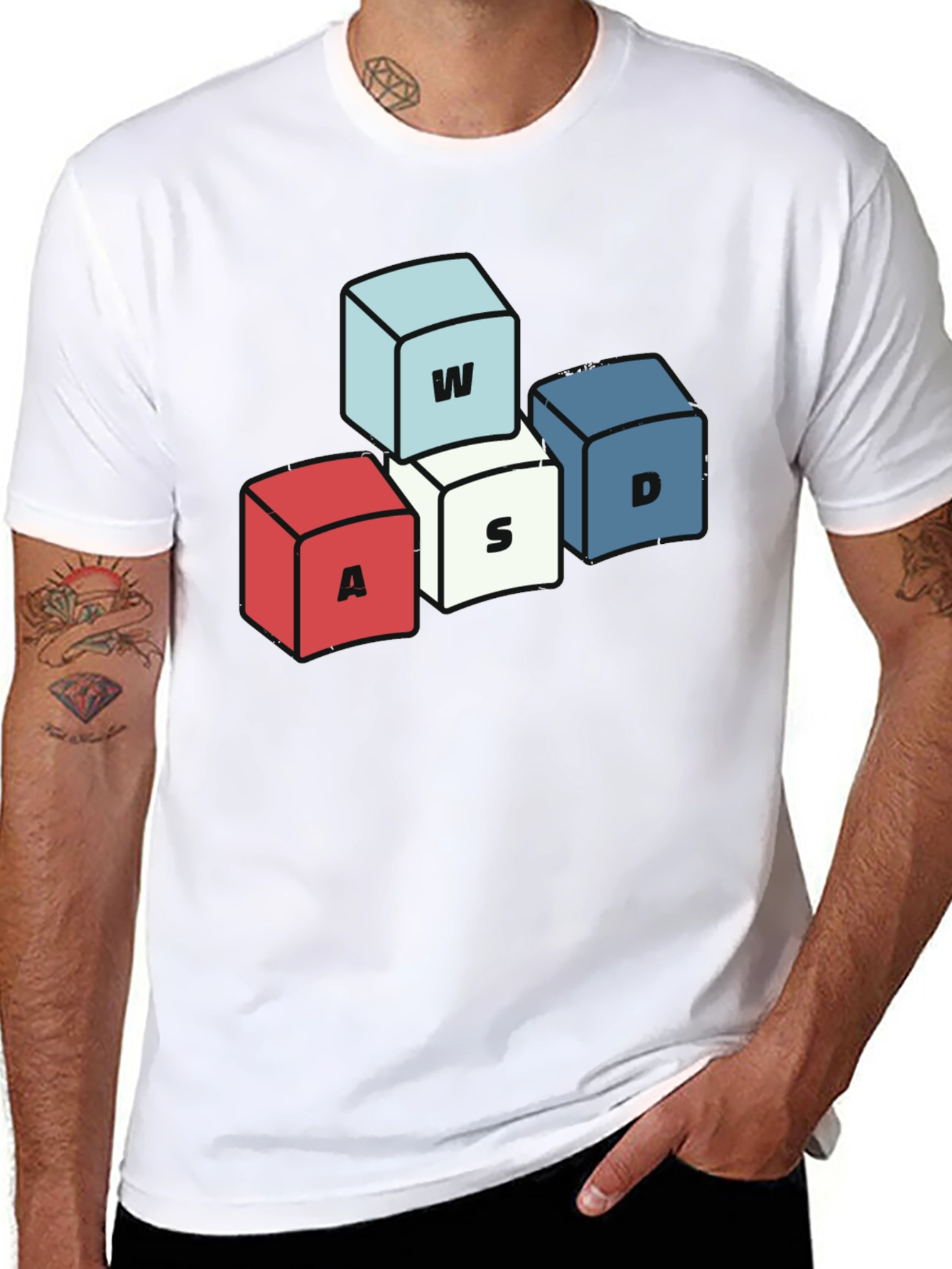 Gamer WASD Keys T-Shirt - Novelty Gaming Tee