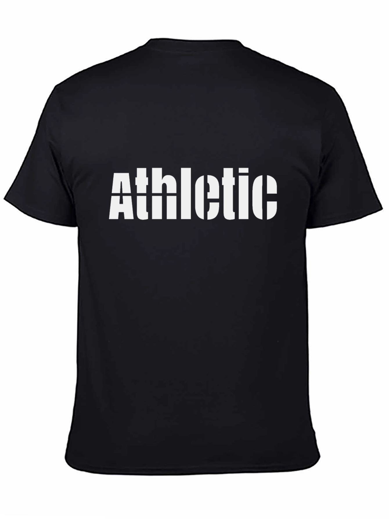 Athletic Stencil Print Black T-Shirt