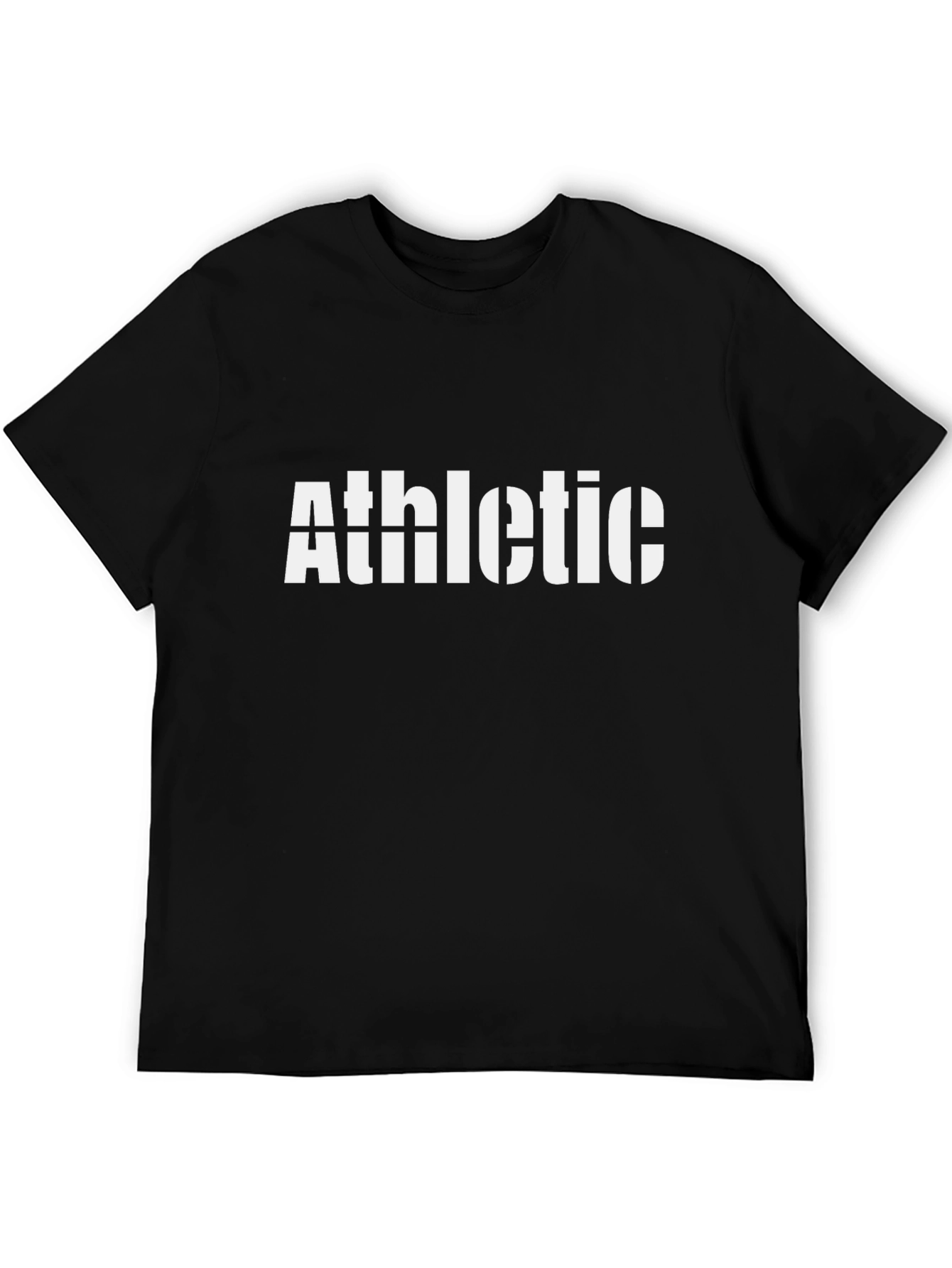 Athletic Stencil Print Black T-Shirt