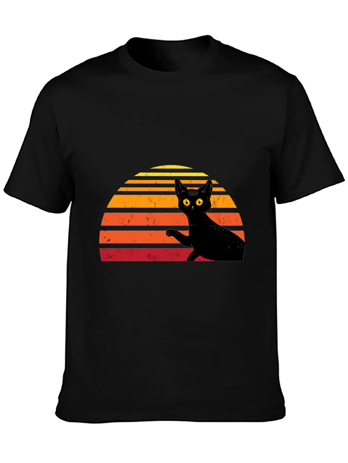 Retro Black Cat Graphic T-Shirt