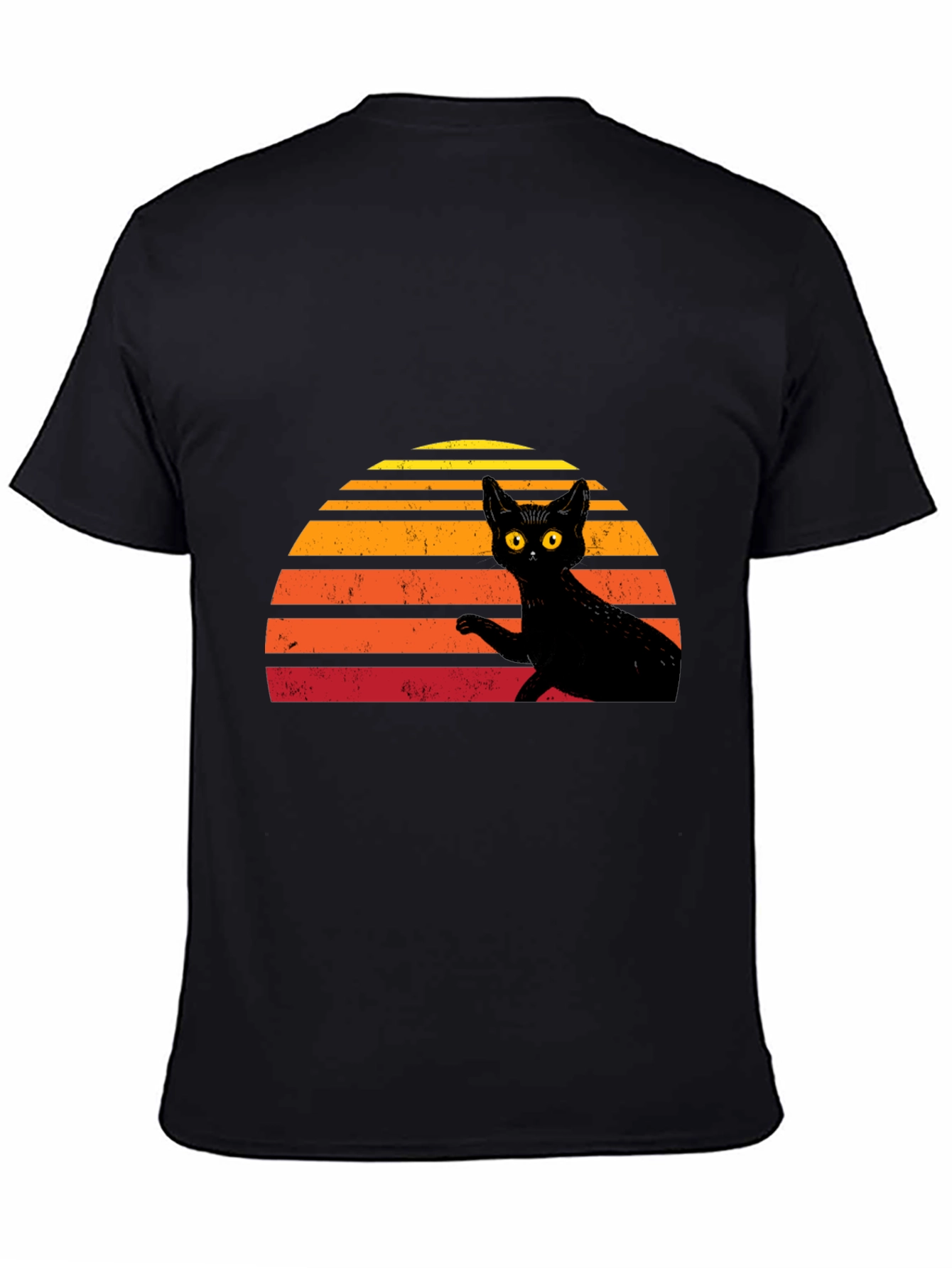 Retro Black Cat Graphic T-Shirt