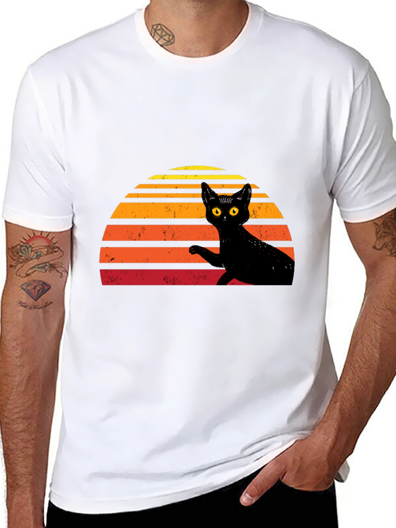 Retro Black Cat Graphic T-Shirt