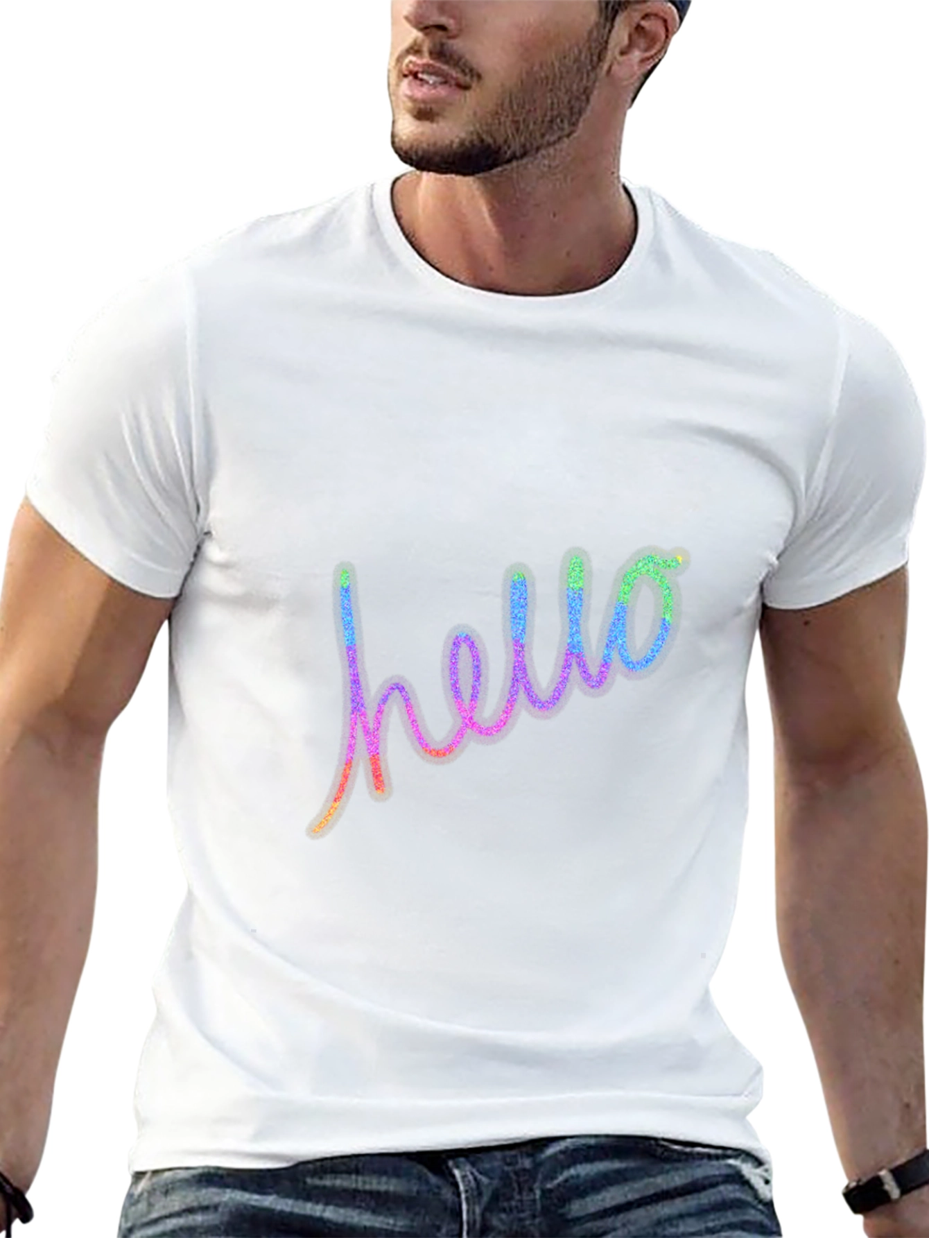 Hello Graphic Tee - Casual Cotton Blend T-Shirt