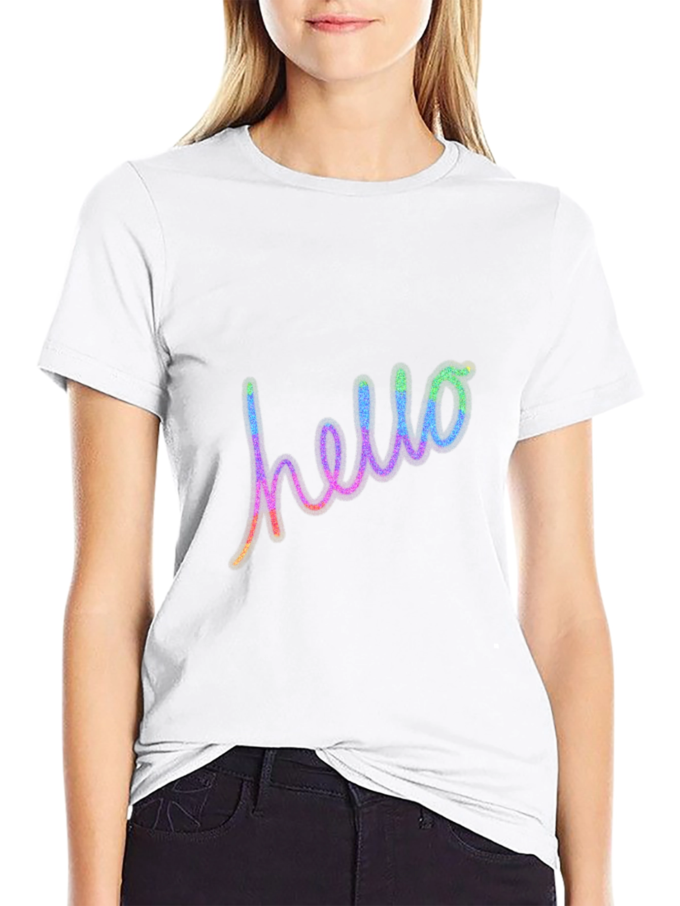 Hello Graphic Tee - Casual Cotton Blend T-Shirt