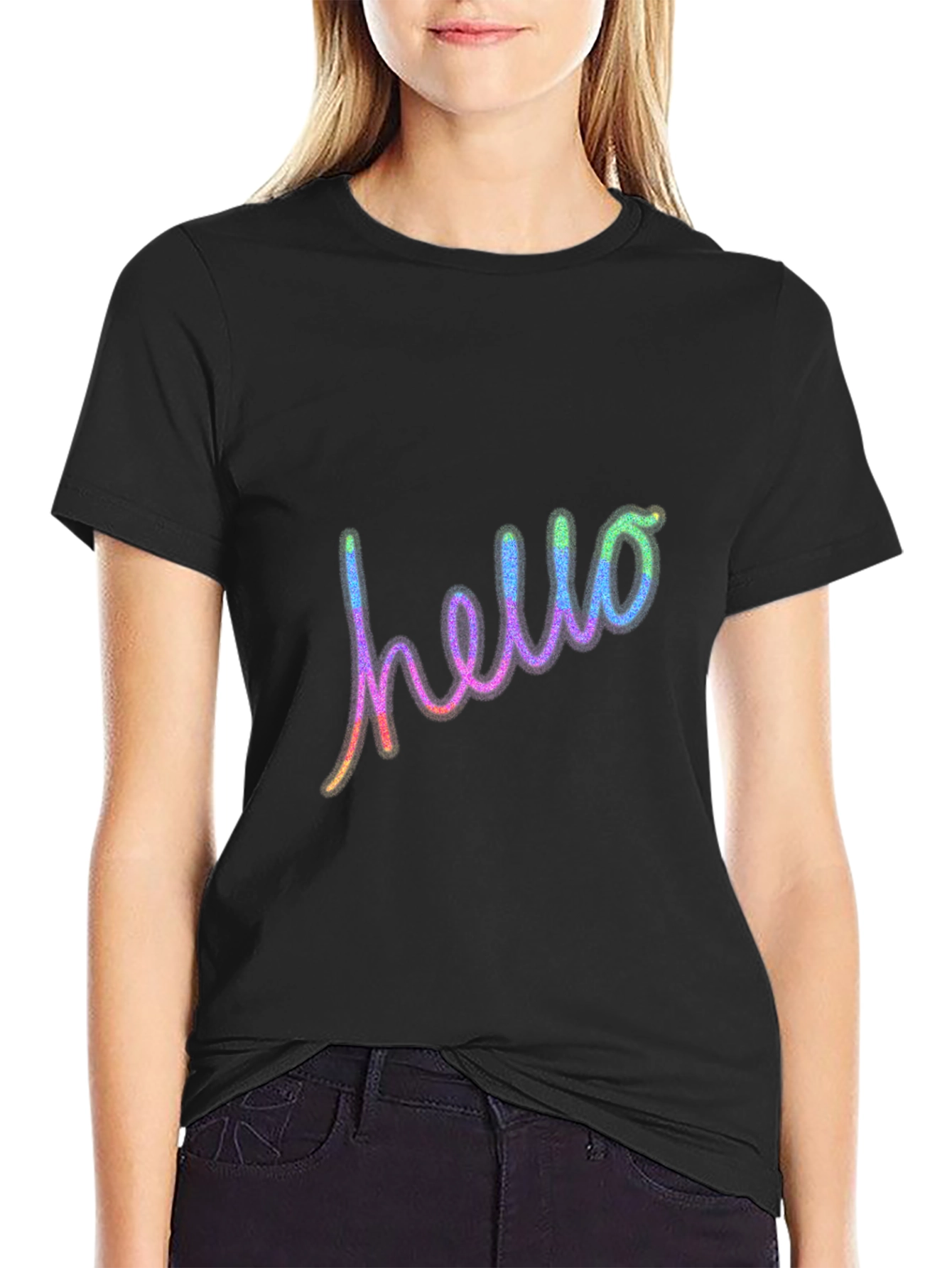 Hello Graphic Tee - Casual Cotton Blend T-Shirt