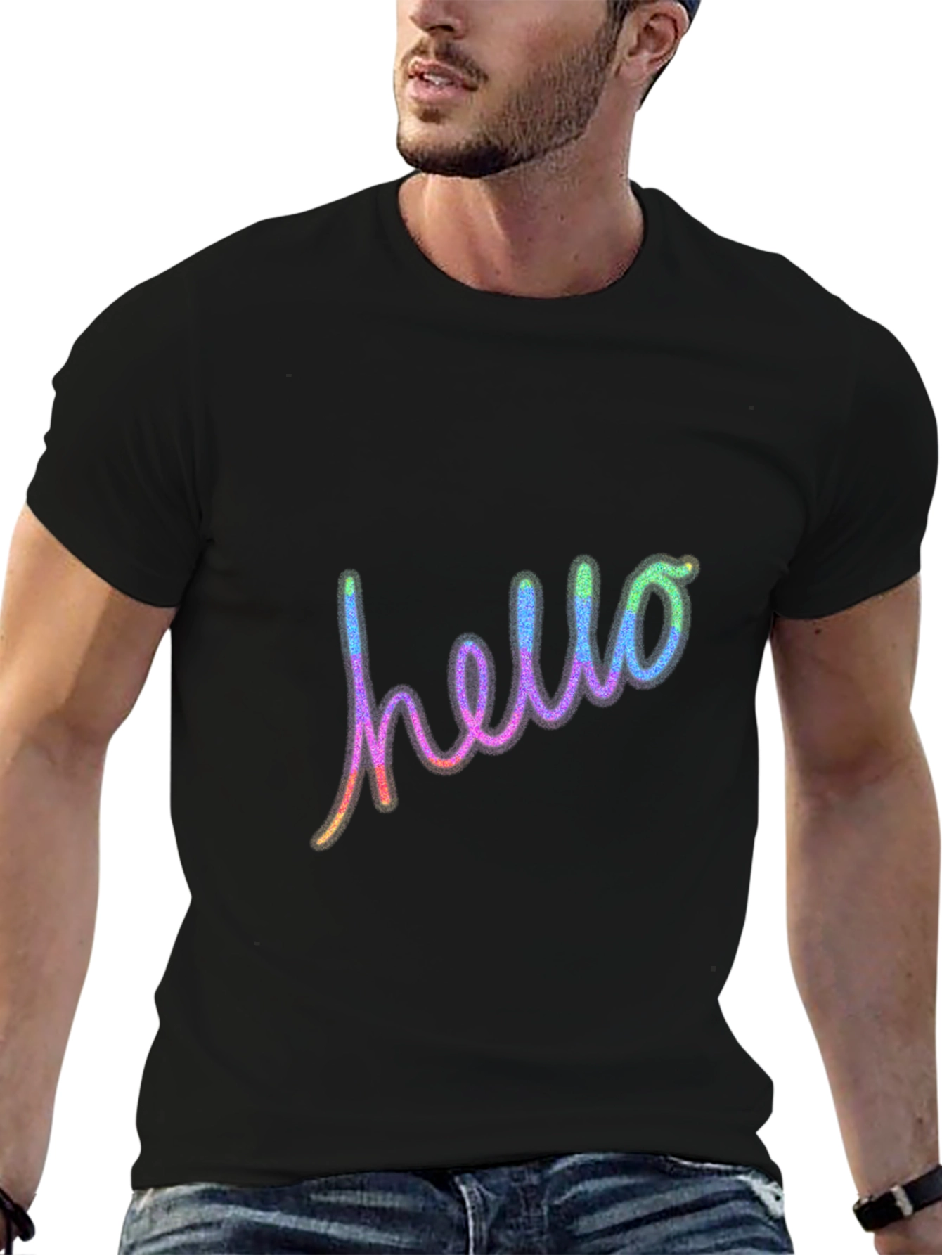 Hello Graphic Tee - Casual Cotton Blend T-Shirt