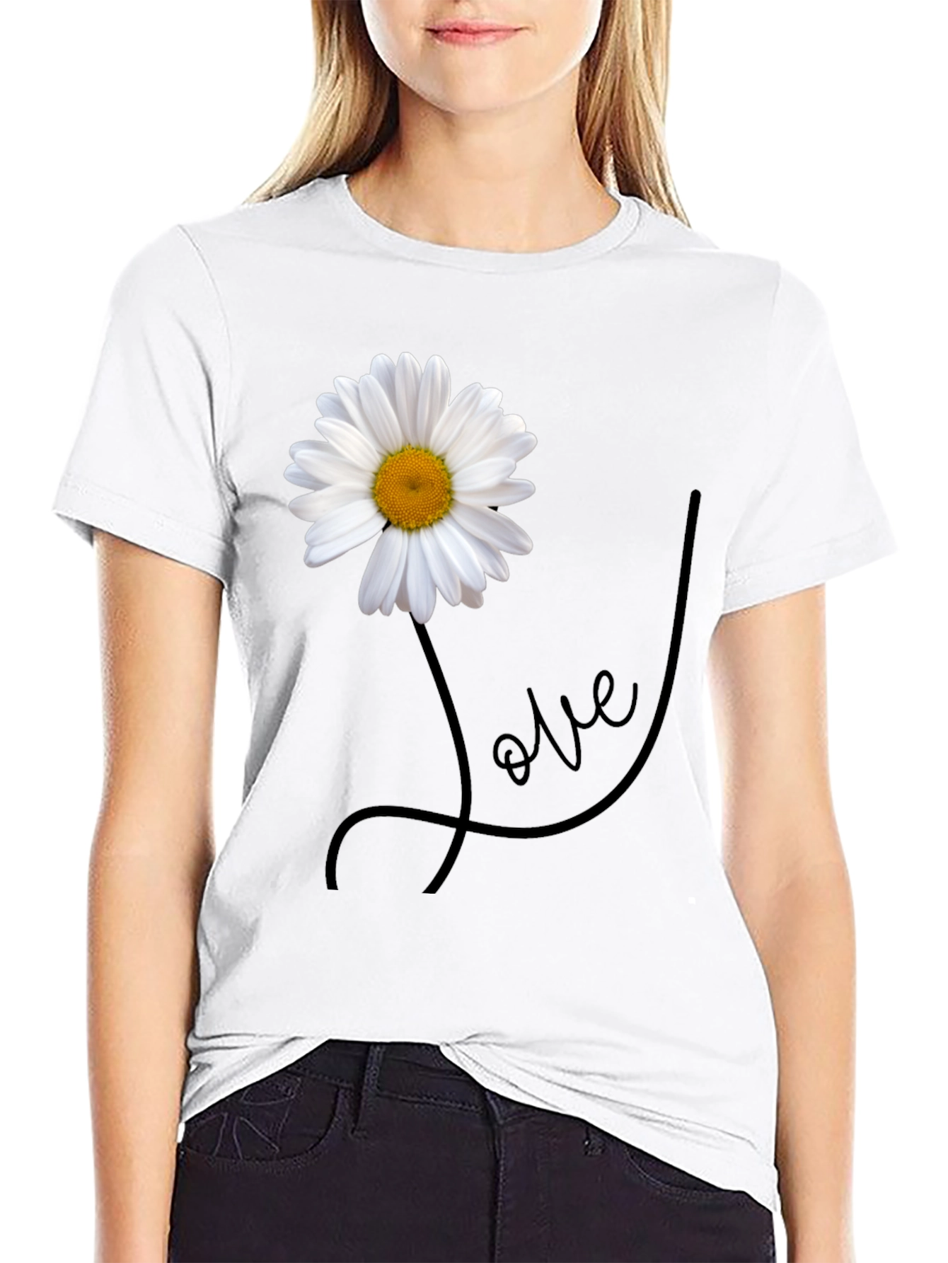 Daisy Love Graphic Tee - Stylish Mens Black T-Shirt