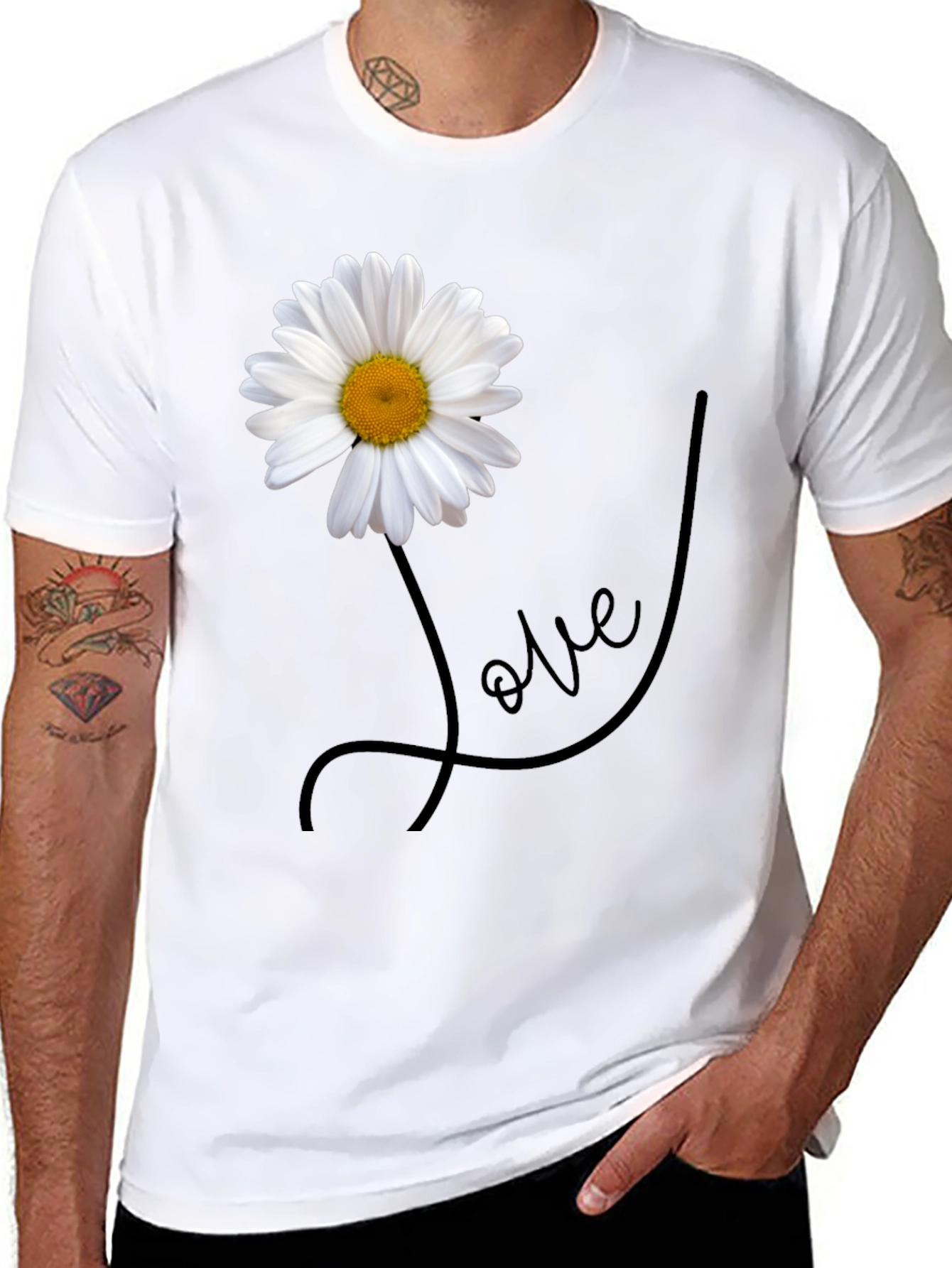 Daisy Love Graphic Tee - Stylish Mens Black T-Shirt