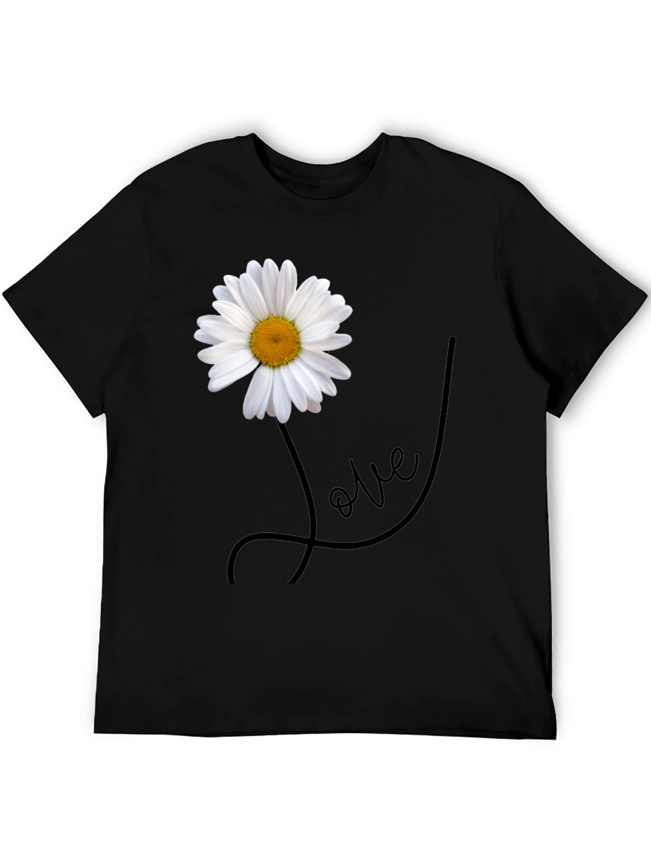Daisy Love Graphic Tee - Stylish Mens Black T-Shirt