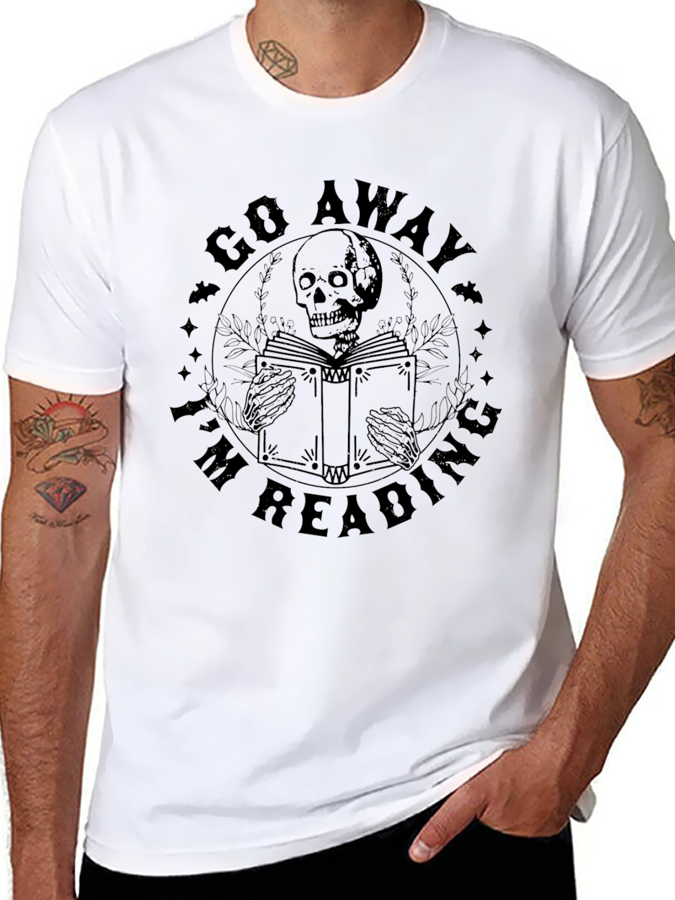 Go Away Im Reading T-Shirt: Skull Book Lover Tee