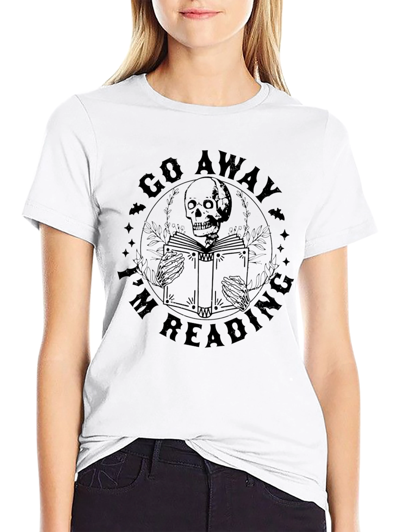 Go Away Im Reading T-Shirt: Skull Book Lover Tee