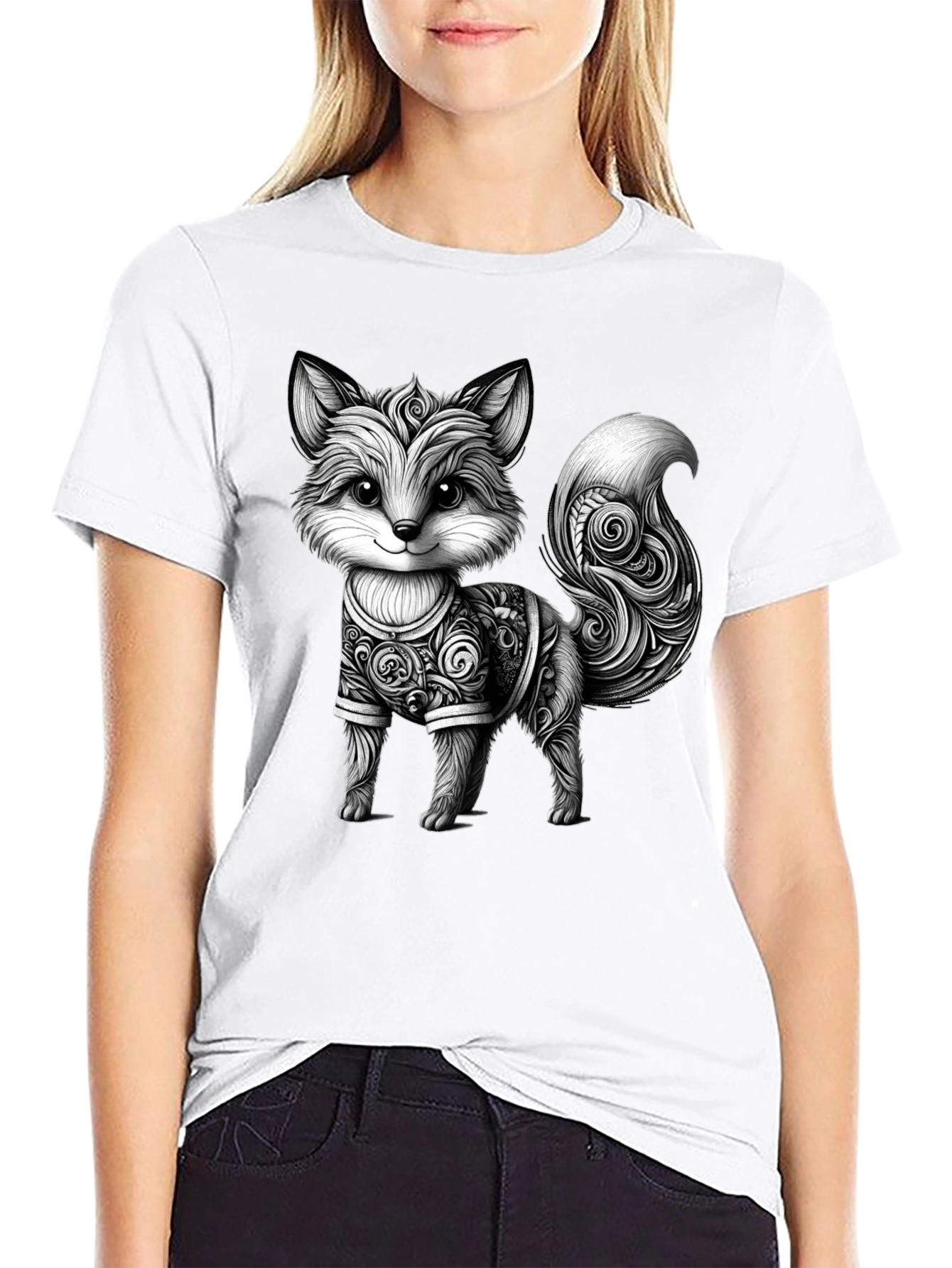Cute Fox Graphic Tee - Stylish Black Shirt