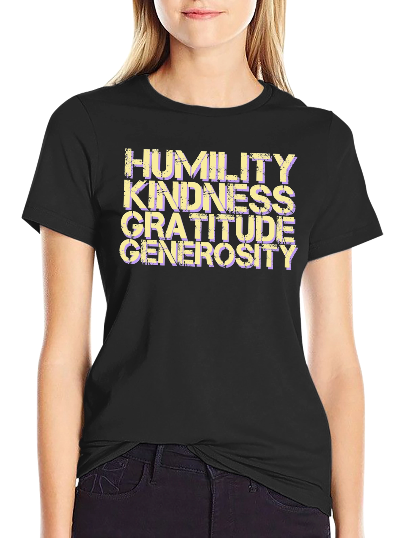 Humility Kindness Gratitude Generosity Black T-Shirt