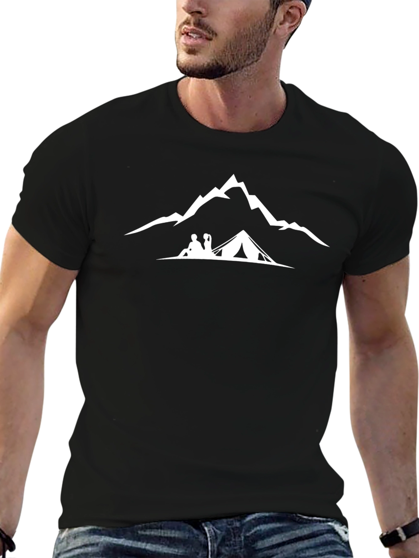 Mountain Camping Graphic Tee - Black