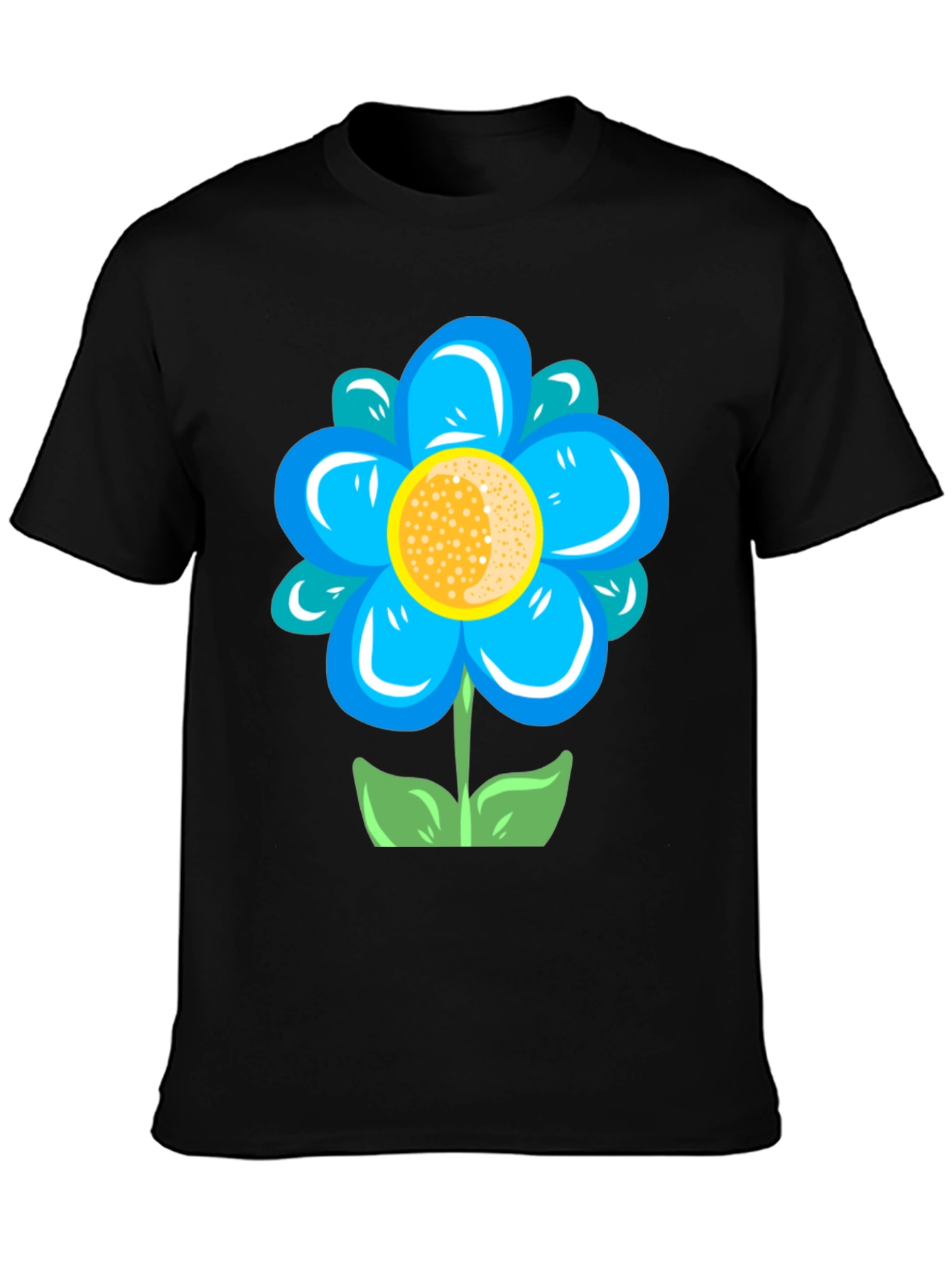 Blue Flower Graphic Tee - Stylish Casual Comfort