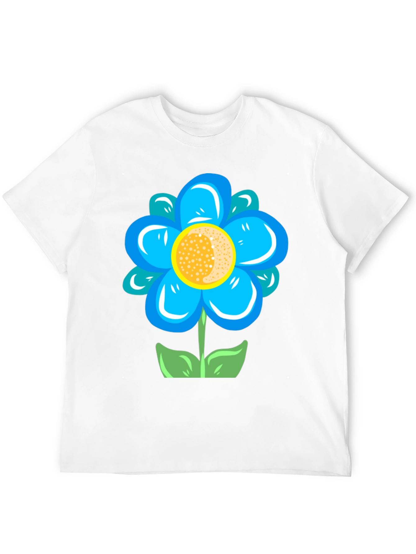 Blue Flower Graphic Tee - Stylish Casual Comfort