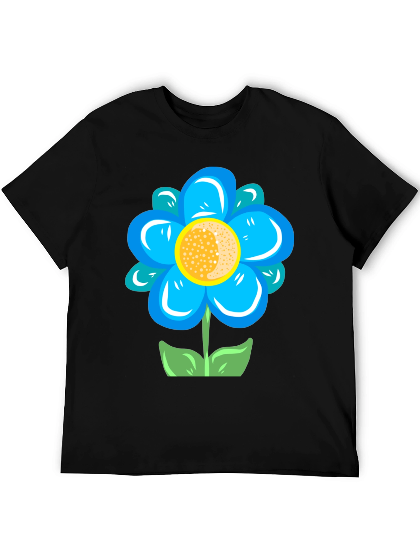 Blue Flower Graphic Tee - Stylish Casual Comfort
