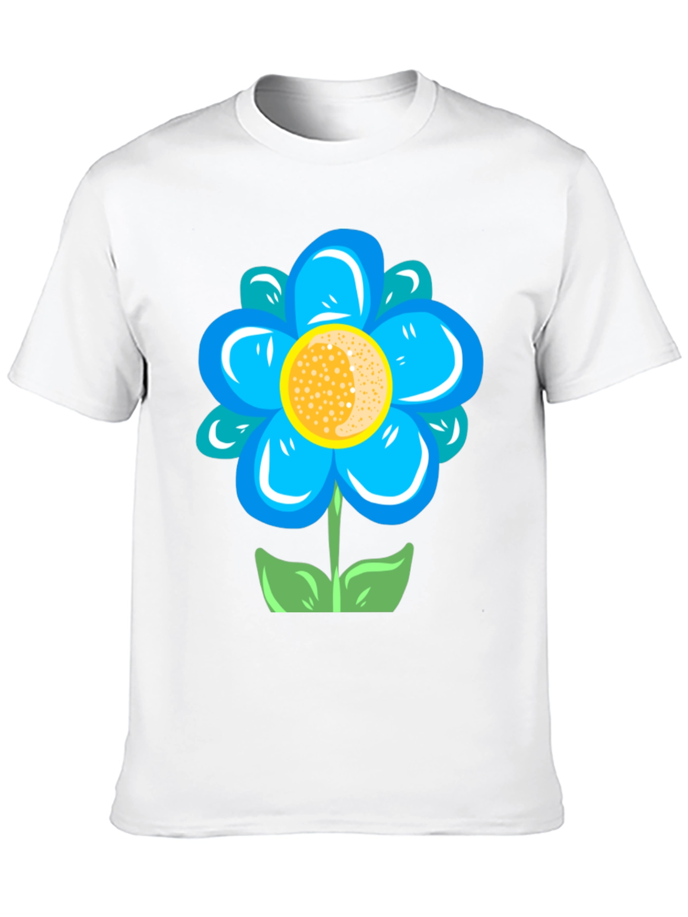 Blue Flower Graphic Tee - Stylish Casual Comfort