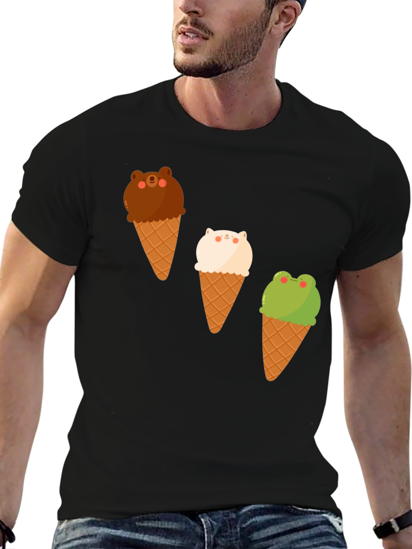 Cute Cartoon Animal Ice Cream T-Shirt