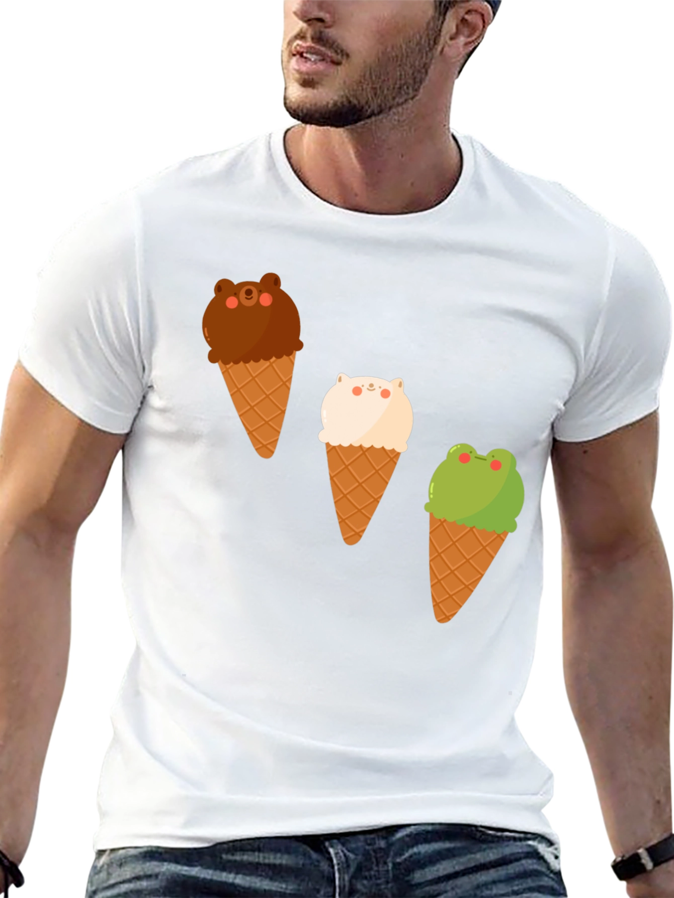 Cute Cartoon Animal Ice Cream T-Shirt