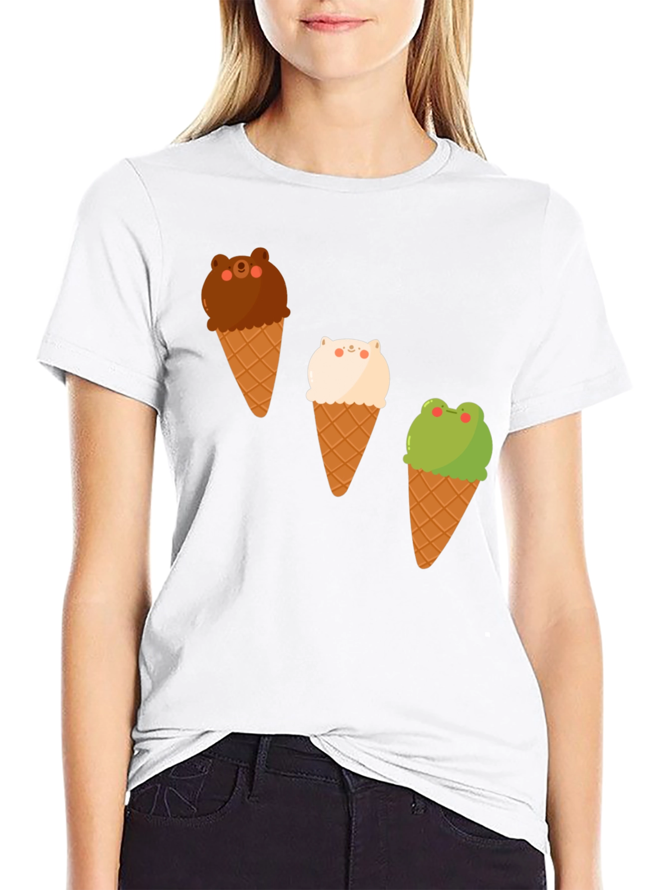 Cute Cartoon Animal Ice Cream T-Shirt