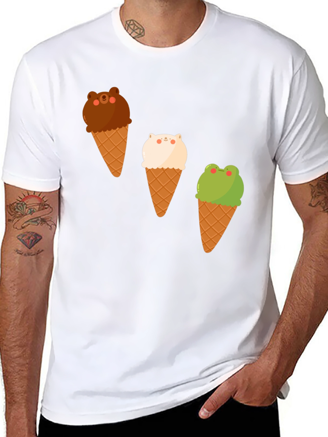 Cute Cartoon Animal Ice Cream T-Shirt