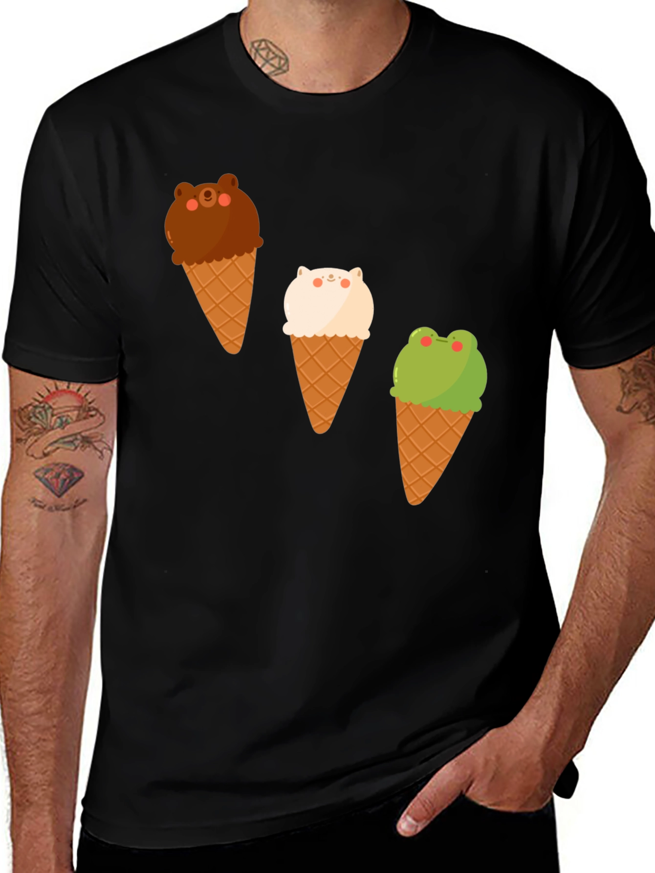 Cute Cartoon Animal Ice Cream T-Shirt