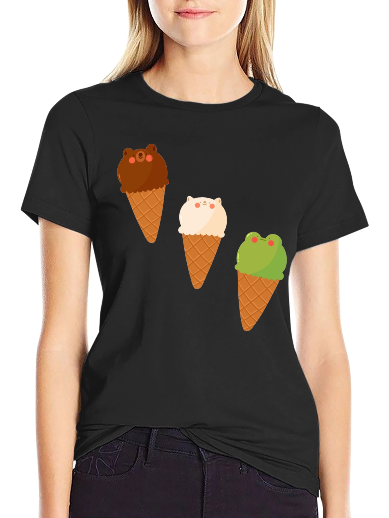 Cute Cartoon Animal Ice Cream T-Shirt