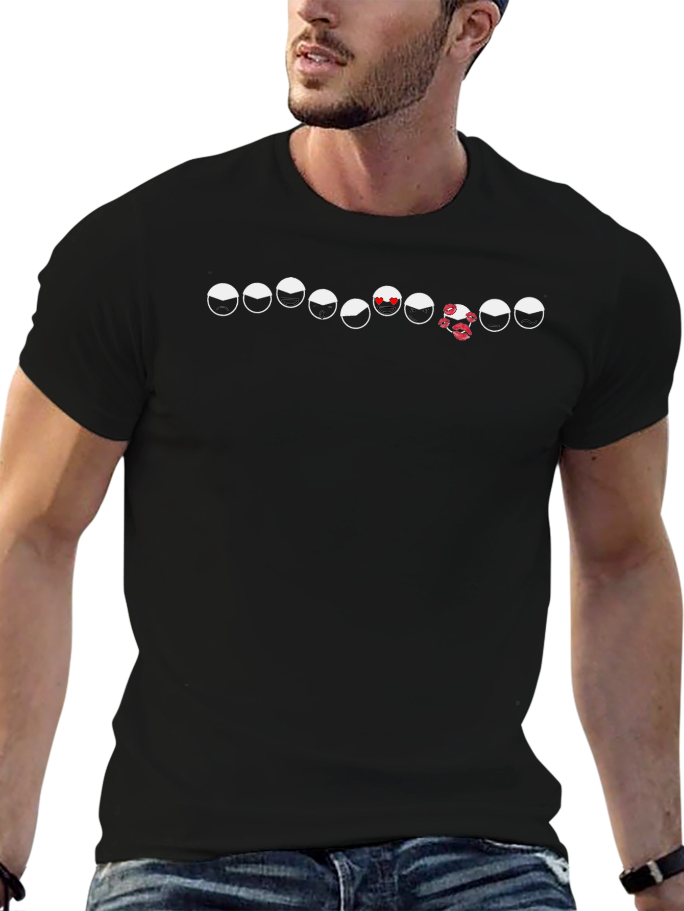 Unique Skull Moon Phases Black T-Shirt