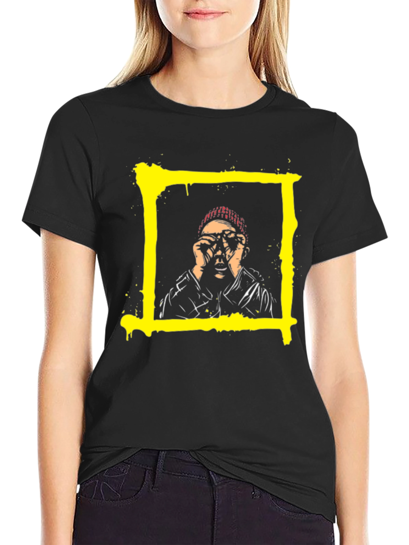Edgy Graphic Tee - Yellow Square Design