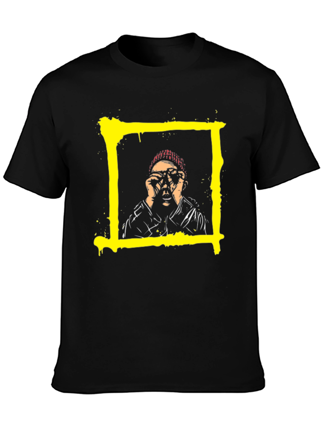 Edgy Graphic Tee - Yellow Square Design