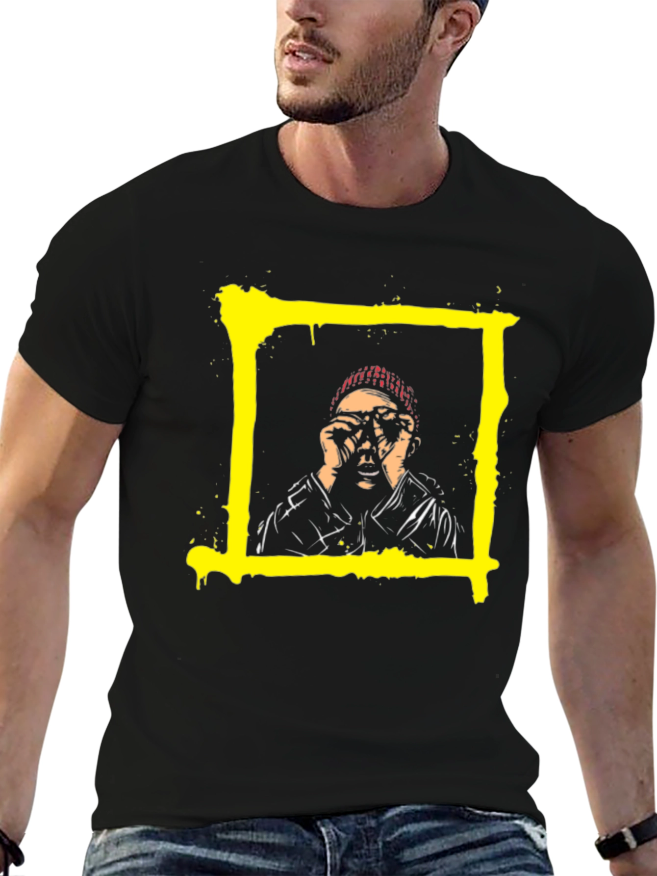 Edgy Graphic Tee - Yellow Square Design