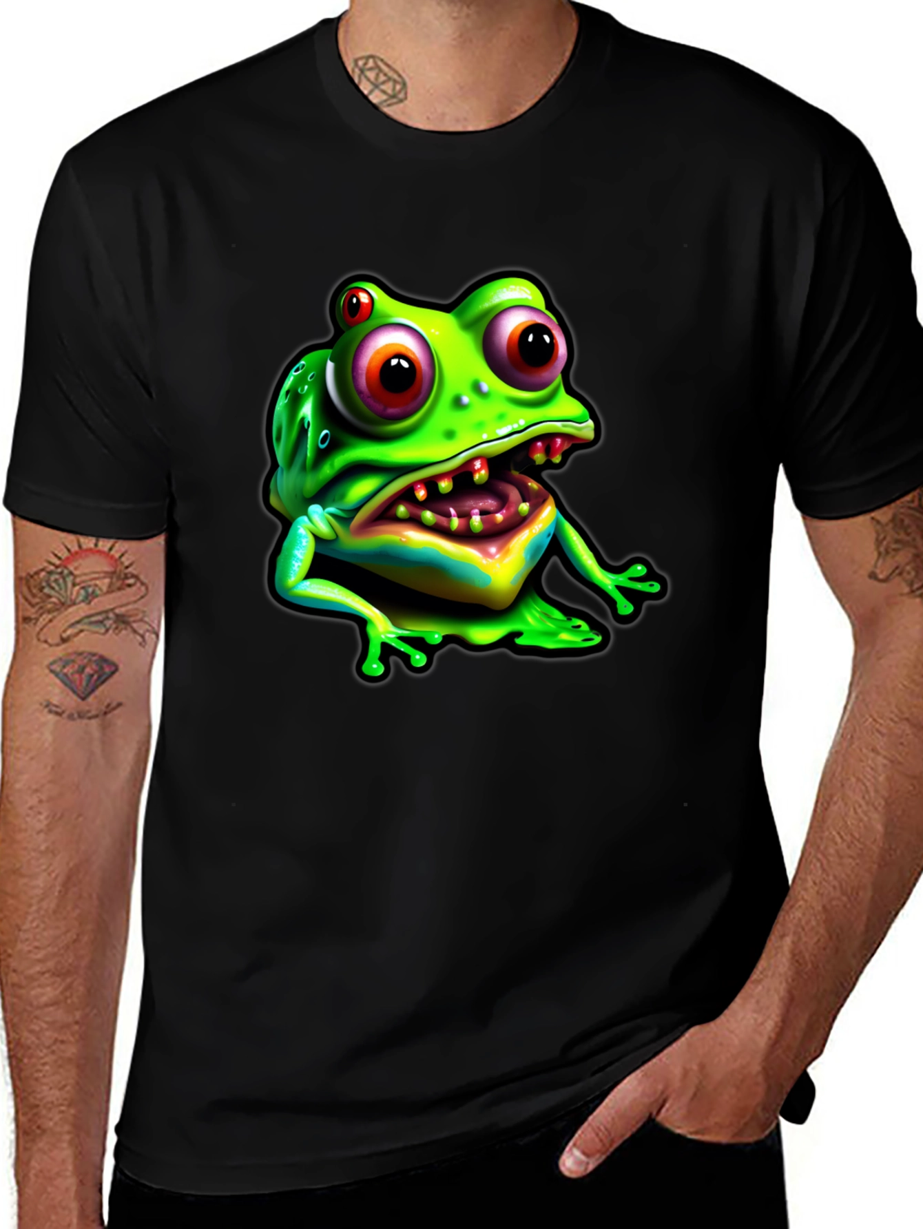 Frog Graphic Tee - Black Cotton Comfort