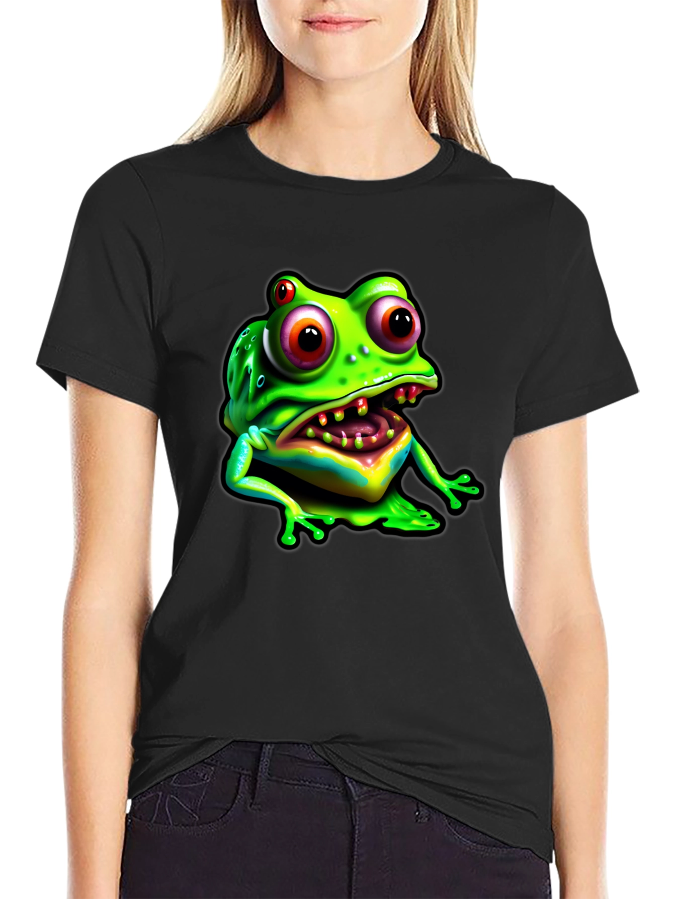 Frog Graphic Tee - Black Cotton Comfort