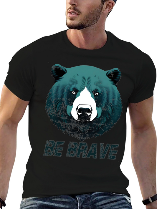 Be Brave Bear Graphic Tee - Black Unisex T-Shirt