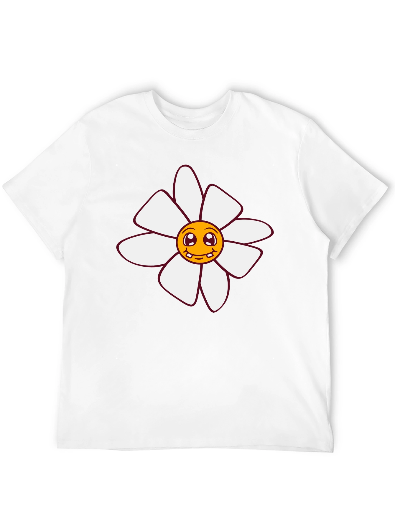 Smiling Flower Graphic Tee - Black Cotton T-Shirt