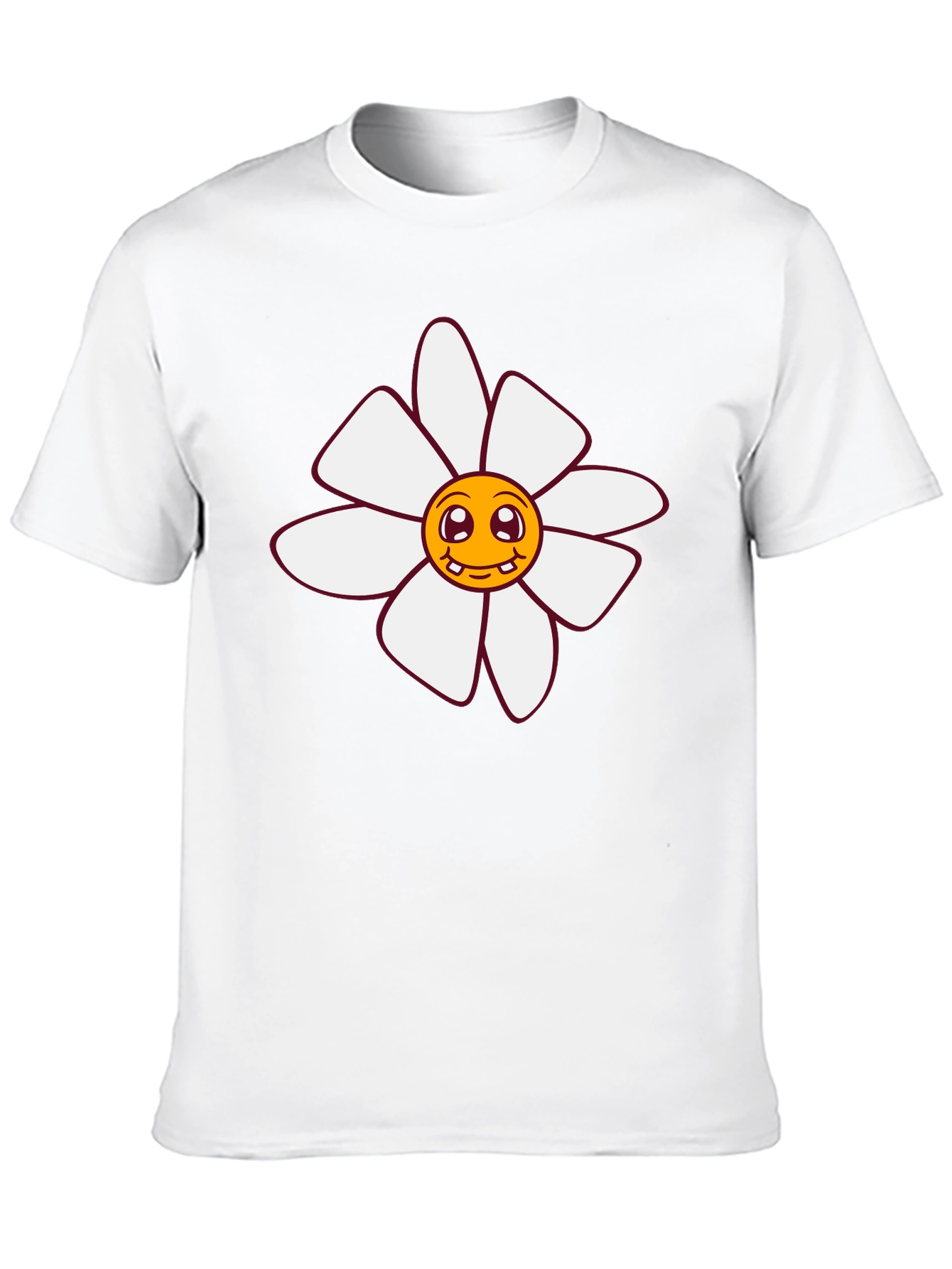 Smiling Flower Graphic Tee - Black Cotton T-Shirt