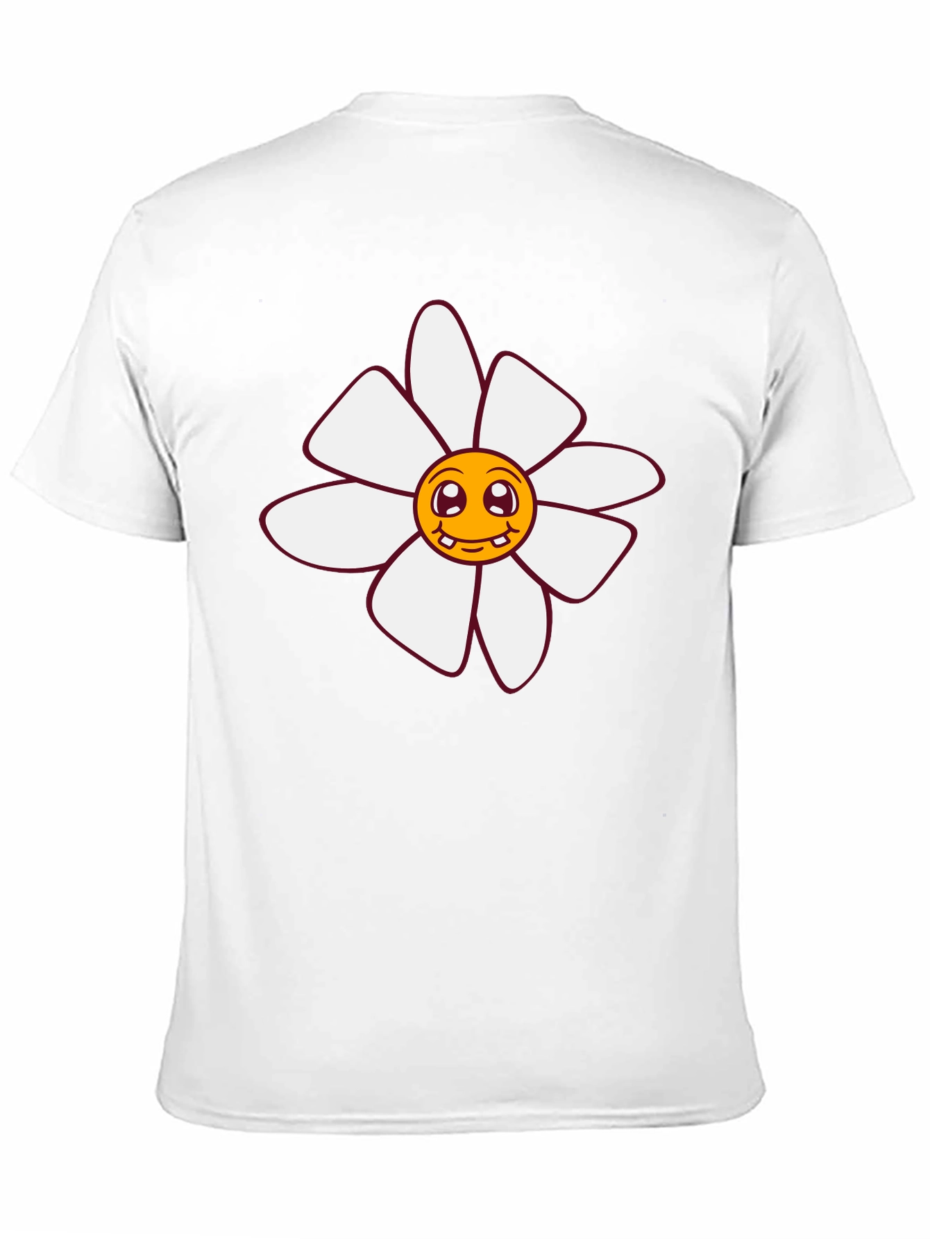 Smiling Flower Graphic Tee - Black Cotton T-Shirt