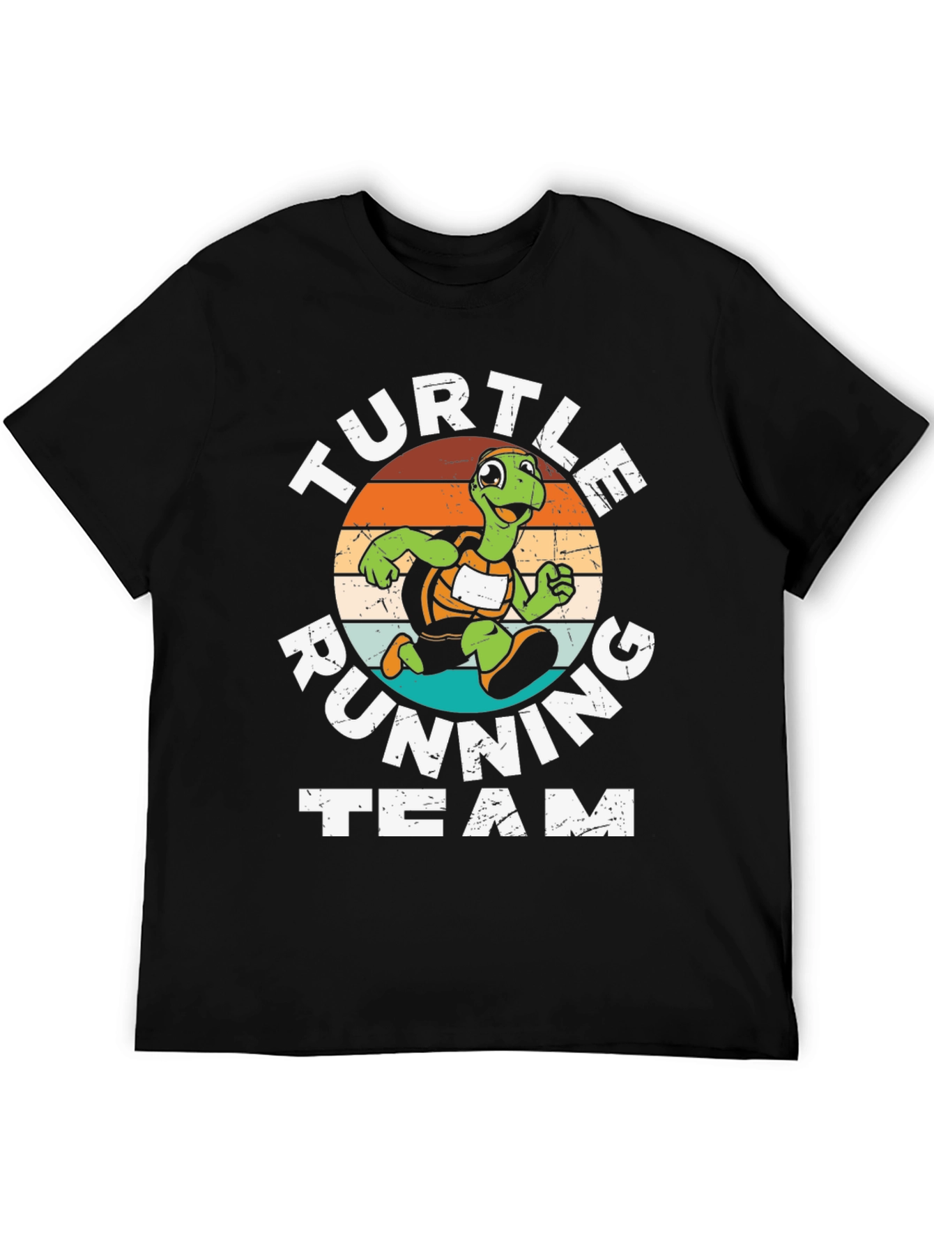 Turtle Running Team Graphic Tee - Black Cotton Blend
